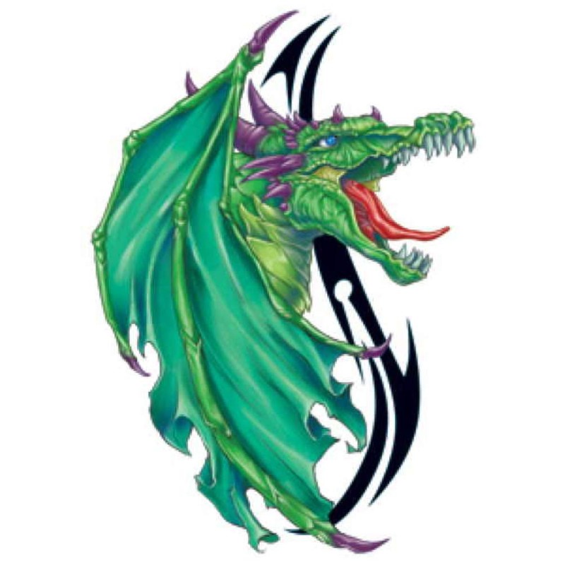 Fantasy Dragons Temporary Tattoos, Set of 10 Colorful Dragon Tattoos