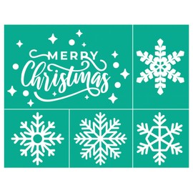 BOOLOOEN Silk Screen Stencils - Large Snowflake Stencils, Adhesive Reusable for Wood Chips, Canvas, Windows, Gift Cards - Christmas Night Snowy Winter Party Decorations