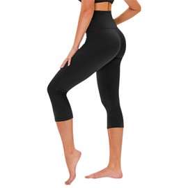 TNNZEET Black Capri Leggings for Women, High Waisted Workout Yoga Pants