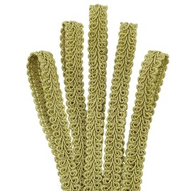 AHANDMAKER 55 Yards Gewebter Zopfbesatz 12mm Breit Polyester Spitzenband Einfache Fransen Dekorative Gimpe Für Kostüme Basteln Nähen Vorhangdekoration Gelb Grün