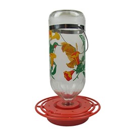 Original Best-1 Flowers Hummingbird Feeder 32 Ounce Glass Bottle, Plastic Base