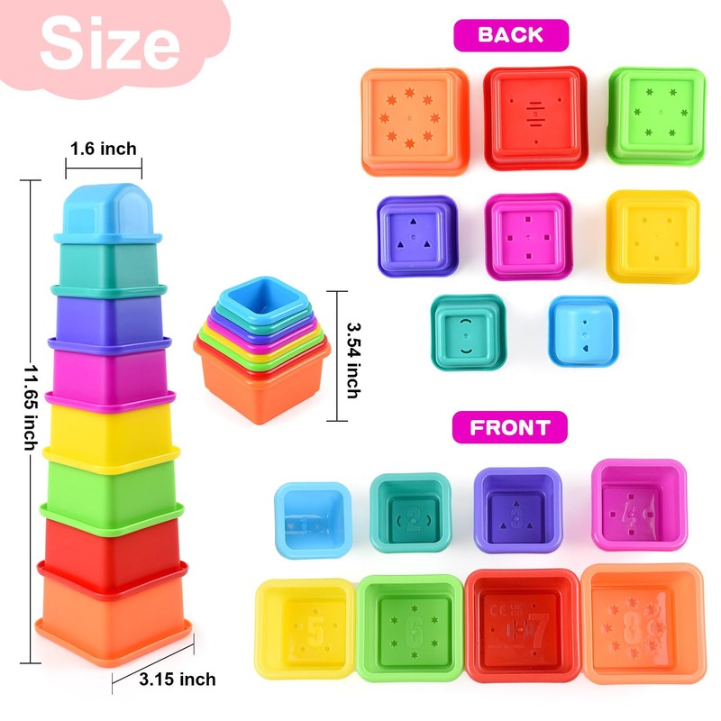 Cosaway Baby Stacking Nesting Cups Toy, Montessori Toys for Toddlers