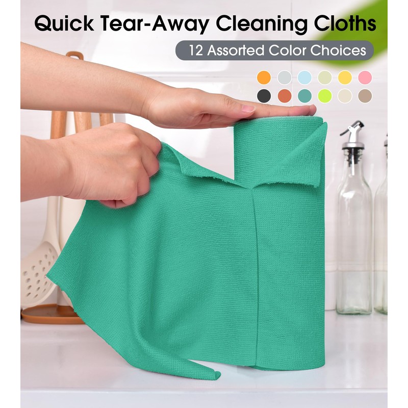 KitchLife Microfiber Cleaning Cloth Roll - Tear-Away Reusable Microfiber Paper