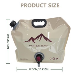 FANEAMADE Water Storage Containers,2 Gallon (8 L) Collapsible Camping Water Jug,BPA Free Food Grade Water Container With Spigot,Potable Folding Emergency Water Bags for Hiking & Outdoor (Khaki)