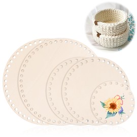 sdhiiolp 5 Pcs Wooden Basket Bottom Wooden Crochet Bag Bottom Crochet Basket Base Blank Crochet Base Wooden Base Shaper for DIY Chirstmas Basket Weaving Crochet Supplies 10/15/20cm