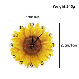 astylishome Wall Clock Kitchen Sunflower Funny Silent Non Ticking Modern Round Decorative Home Wall Clocks for Living Room Bedroom Office School Classroom Farmhouse 0815