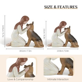 Storieme German Shepherd Gifts for Women: Dog Memorial Gift Pet Loss Sympathy Bereavement Remembrance Gift Angel of Friendship Black Dogs Figurines for Dog Lovers (7.2" x 5.7")