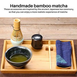 Bzocio Japanese Matcha Tea Set(3 Pcs) - Matcha Bamboo Whisk Tea Spoon,-Tea Ceremony Kit