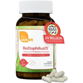 Zahler Biodophilus, All Natural Advanced Probiotic and Prebiotic Supplement, Promotes Digestive Health, 25 Billion Live Cultures and Intestinal Flora Per Serving, Certified Kosher, 30 Capsules