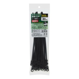 ELPA KBN-N200030 (BK) Cable Ties, 7.9 inches (200 mm), Pack of 30, Black, Weather Resistant, Screw Fixing Type