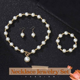 Evlry Boho Beads Chunky Choker Necklace Gold Wedding Necklaces Earrings Bracelet Set Accessories for Women, One size, Plastic, No Gemstone