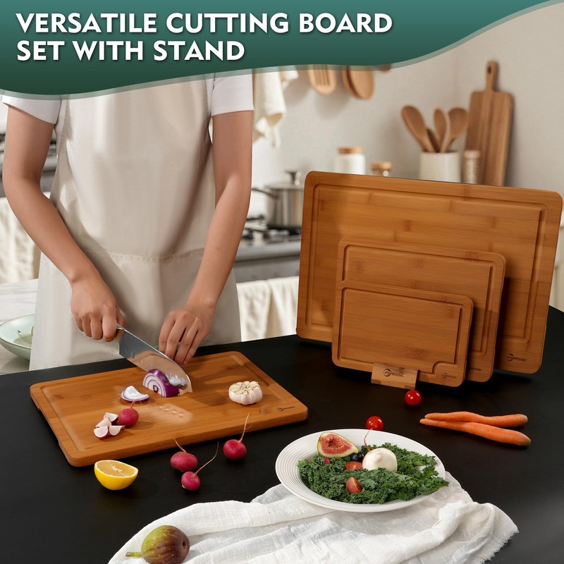 Wood Cutting Board Carbonized Bamboo Set With Smooth Surface Set