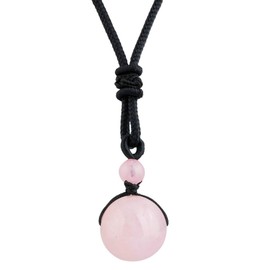 KYEYGWO Handmade Natural Gemstone Ball Adjustable Blessing Pendant Necklaces for Men and Women, Stone, nylon, Quartz