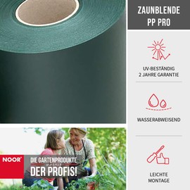 Noor Privacy Screen Strips PP Pro for Double Rod Mat Fence - Fence Privacy Screen Roll Green 0.19 x 35 m - Opaque Wind and Privacy Protection - Fence Panels 650 g/m² Made in Germany