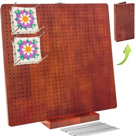 15.5" Foldable Crochet Blocking Board with 35 Pegs/Pins - Upgrade Large Blocking Boards for Crochet Projects, Granny Square Knitting & Crochet Supplies Gifts for Crocheters (Red)