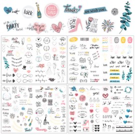Wedding Guest Book Stickers, 4 Sheets Wedding Stickers, (230 Stickers) Stickers Photo Album Wedding Photo Album Stickers, Beautiful Wedding Stickers, for Wedding Photo Album, Scrapbook Cards