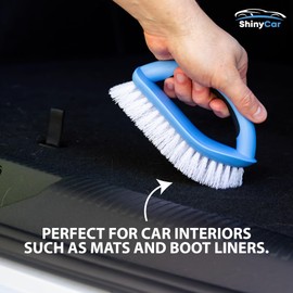ShinyCar® UK: Heavy-Duty Interior Scrubbing Brush With Stiff Bristles & Strong Handle - Great For Cleaning Carpets, Car Boots, Pet Hair, Mats, Upholstery, Household Rugs, Bathroom Tiles, Floors & More