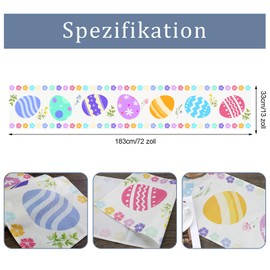 XIANNVXI Easter Eggs Table Runner, Easter Decoration, Easter Eggs Tablecloth, Easter Linen Spring Easter Tablecloth for Dining Room, Kitchen, Dining Table, 33 x 183 cm