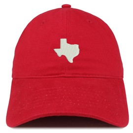 Trendy Apparel Shop Mapa del Estado de Texas Bordado Gorra de béisbol algodón Suave Cepillado de Perfil bajo, Rojo
