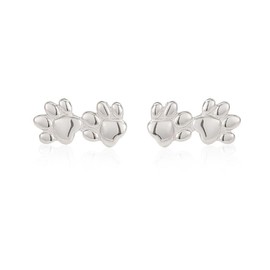 Paw Print Crawler Climber Studs Earrings for Women Girls 925 Sterling Silver Small Cute Dog Cat Claw Cartilage Tragus Piercing Earring Lovely Minimalist Animal Statement Birthday Jewelry Gifts