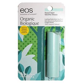 EOS Lip Care – Biología orgánica – Menta dulce – 100% natural – Peso neto 0.14 oz (4 g) por barra – Paquete de 4 varillas