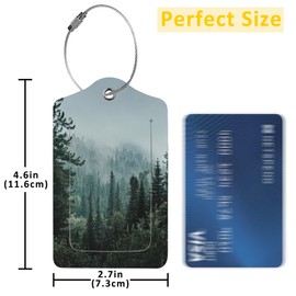 EOBKLAX 2 Pack Misty Forest Luggage Tag for Suitcases Misty Valley and Dark Forest PU Leather Bag Travel Suitcase ID Identifier Baggage Tags for Women Men Travel