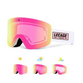 LECAGE OTG - Frameless Photochromic Ski Goggles PRO Anti-Fog, UV Protection Snowboard/Snow Goggles for Men Women Adult (Lh1101-c01 Vlt48%-75%)