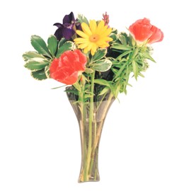 Gadjit Vinyl Window Vase Trumpet Style Flexible Vinyl Vase - Attaches to Windows, Mirrors, or Other Non-Porous Surfaces with Suction Cups Vase Holds a Bouquet of Flowers, Water, Greenery