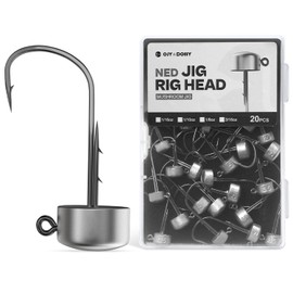 Ned Rig Jig Heads, 20 Pack Finesse Mushroom Jig Hooks Kit for Bass Fishing 1/10oz