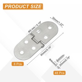 MECCANIXITY Folding Table Flips Top Hinge 3" x 1.2", 270 Degree Butler Tray Hinges Heavy Duty Flap Round Edge Hinge with M4 Screw for Sewing Machine Cabinet Door Silver Pack of 8