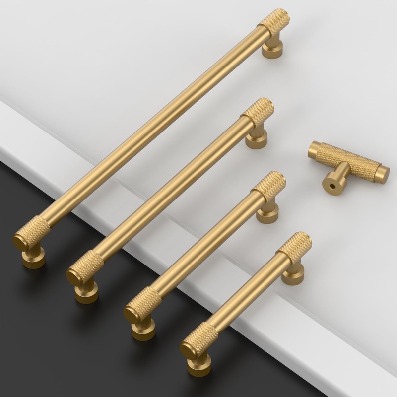 Amerdeco 10 Pack Champagne Bronze Cabinet Pulls 128mm(5Inch) Hole Center