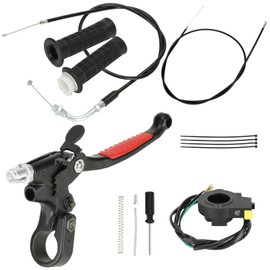 CILOYU Motorized Bike Throttle Cable Handle Grip Assembly Clutch Lever Kit Compatible with 2 Stroke Engine 80cc 100cc 66cc 49cc 50cc Gas Motor Motorized Bike Bicycle Parts with 7/8" 22mm Handlebar