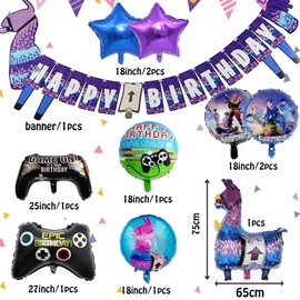 10pcs Video Game Party Supplies for Birthday Party,Giant Video Game Foil Balloons,Happy Birthday Balloons for Kids Boys Game Gaming Theme Birthday Party Decorations