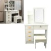 Dressing Table Vanity Table Elegant Lighted Mirror With Drawers Shelves