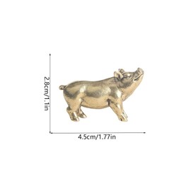 Leheybia 1 Pcs Chinese Zodiac Pig Figurine Vintage Decor Retro Brass Pig Figurine Antique Animal Statue Pig Model Pig Sculpture for Desktop Decoration（Golden）