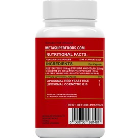 Red Yeast Rice 1200mg | 120 Red Yeast-Rice Capsules | 4 Months Supply 1-A-Day | High Strength Monacolin K with CoQ10 | Liposomal Max Absorption Formula | No Artificial Fillers, Vegan, UK Company