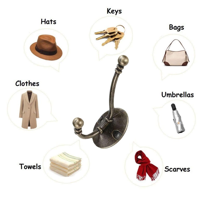 Beilala Brass Coat Hooks Wall Mounted, 8 Pack Heavy Duty