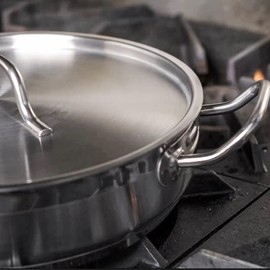 Stainless Steel Cookware Set With 3 Qt. Saucier, 3 Qt. Saute, And 9.5" Frying Pan, Stainless Pots And Pans For Kitchen Clad (5 Piece)