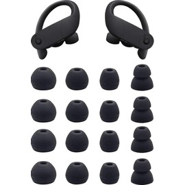Zotech Replacement Earbud Tips for Powerbeats Pro Headphones, 8 Pairs (16pcs), Black, Small, Medium, Large, Double Flange