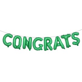 16 inch multicolor Congrats Letters Banner Gold Graduation Party Decorations Supplies (CONGRATS Green)