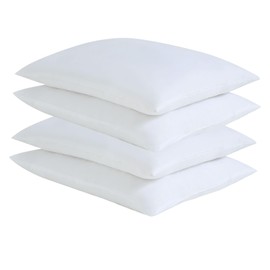CULVE Bed Pillows Bulk - 4 Pack Thin Flat Pillows for Sleeping, Super Soft Fluffy Microfiber Filling for Home, Hotel, BnBs (4, White, Queen (U.S. Standard))