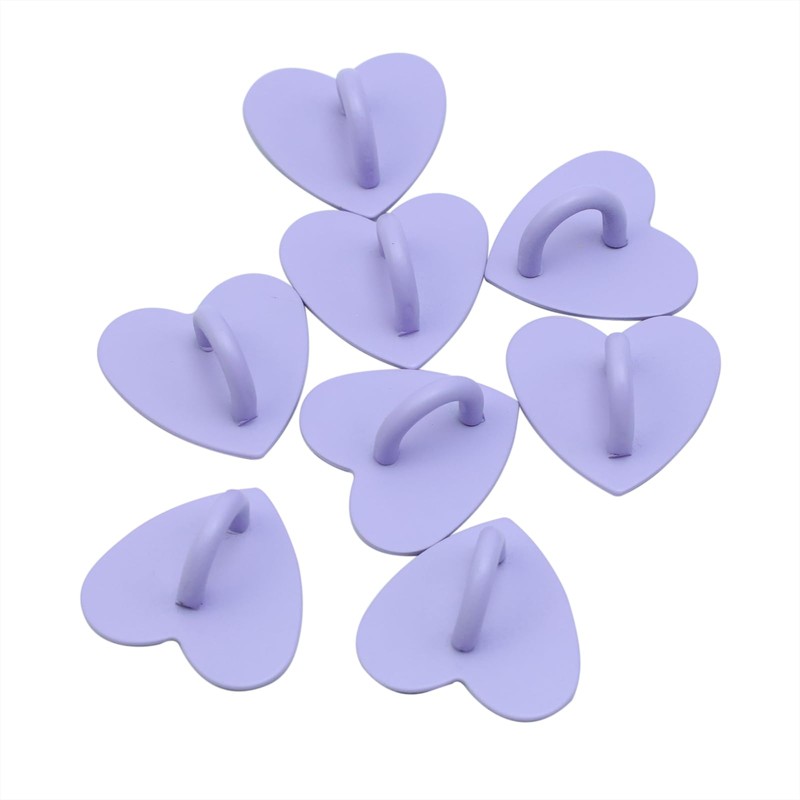 Pastlla 12Pcs Phone Charm Hook Adhesive (Purple, Heart Shaped)