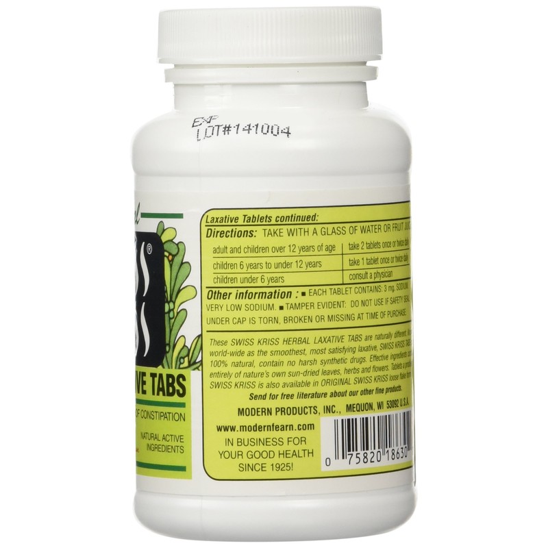 Swiss Kriss Herbal Laxative Tablets, Natural Laxatives for Constipation Relief,