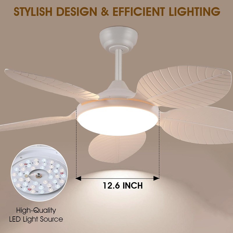 Wiviniya Ceiling Fans with Lights and Remote/APP Control, 48 Inch