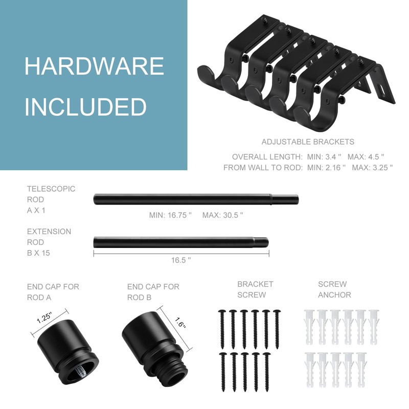 Byondeth Curtain Rods for Windows 16 to 240 Inches Adjustable
