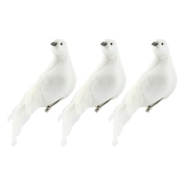 Darware Large White Doves (Set of 3); 8-Inch Long Artificial Doves Figures, Christmas and Wedding Decorations/Large Ornaments