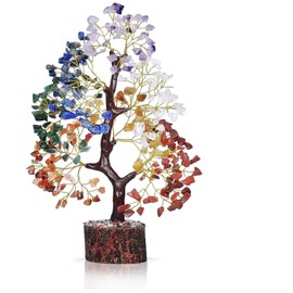 Seven Chakra Crystal Tree for Good Luck - 7 Chakra Tree for Natural Healing, Money, Health, Mental Peace, Vastu Correction, Positive Energy, and Reiki Healing - 300 Beads- 10-12 Inches