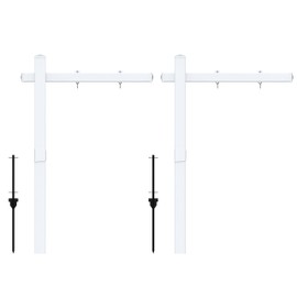 FENCETECH Vinyl PVC Real Estate Sign Post 6' Tall, Realtor Yard Sign Post (Connected type), 47" Arm Holds Up to 36" Sign - White (No Sign) - 2-Pack