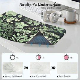 Computer Keyboard Stand Pad with Wrist Rest Easy Typing Sage Green Leaves Floral Keyboard Pad Support with Wrist Pad Ergonomic Tilted Keyboard Riser Holder for Desktop Office Home Black Flowers Floral
