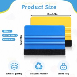 simarro 100Pcs Felt Squeegee for Vinyl Decal Tools, 4 Inch Car Window Windshield Glass Felt Edge Squeegee Vinyl Scraper Applicator Tool for Crafts Car Window Tint Wallpaper Glass Film Application